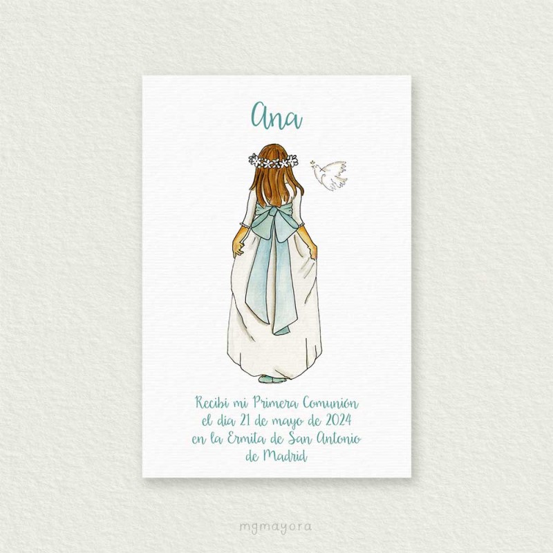 Recordatorio Comunión Sencillo Niña ANA