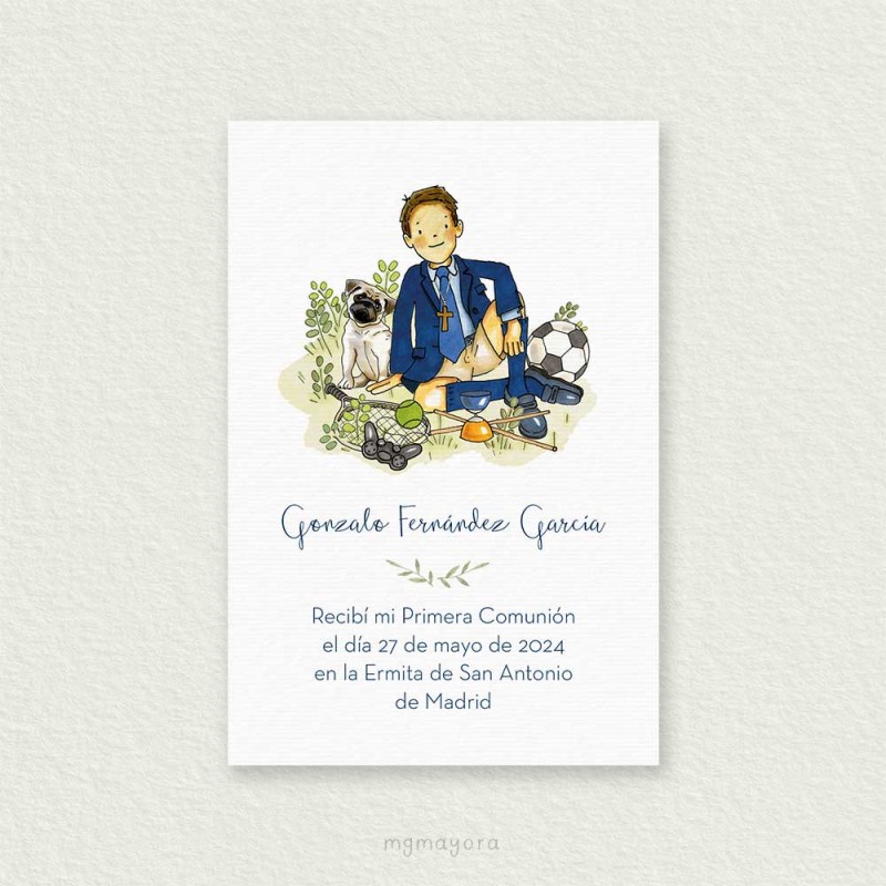 Recordatorio Comunión Sencillo Niño GONZALO