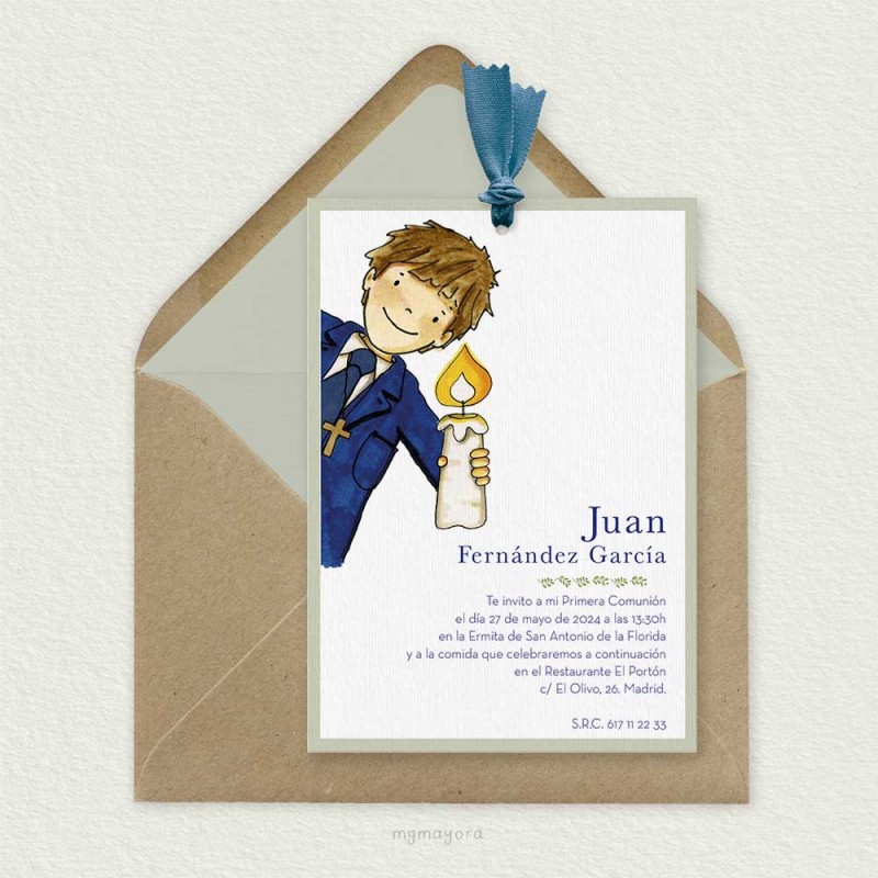 Invitación Comunión con Lazo Niño JUAN