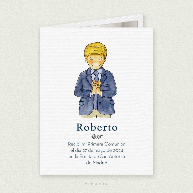 Recordatorio Comunión para Foto Niño ROBERTO