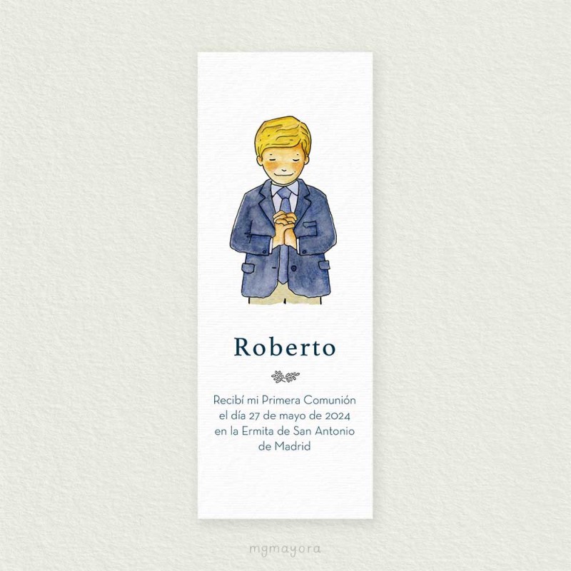 Marcapáginas Comunión Sencillo Niño ROBERTO