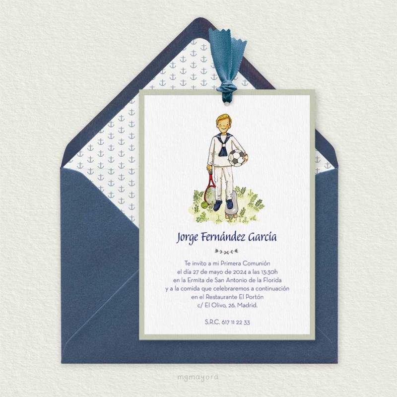 Invitación Comunión con Lazo Niño JORGE