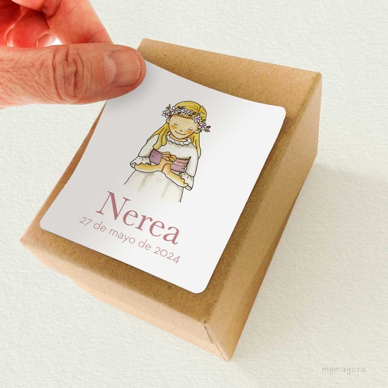 Pegatina Comunión Niña NEREA (12uds)