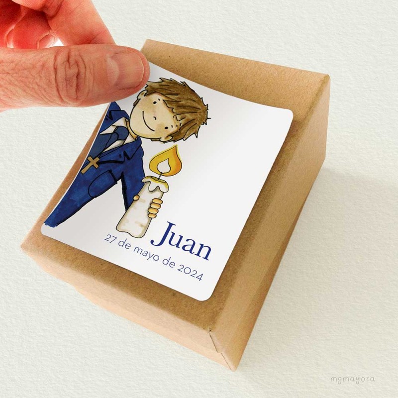 Pegatina Comunión Niño JUAN (12uds)