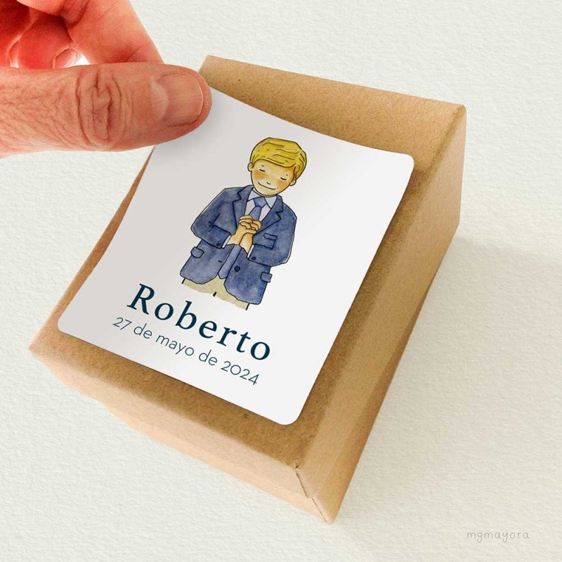 Pegatina Comunión Niño ROBERTO (12uds)