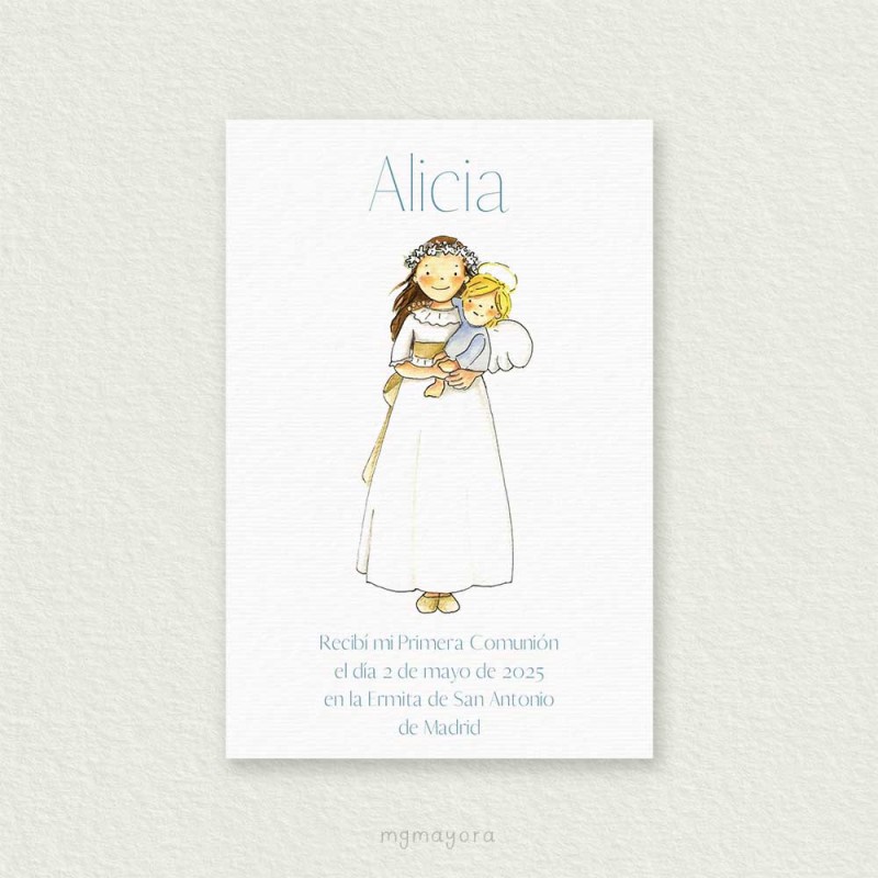 Recordatorio Comunión Sencillo Niña ALICIA