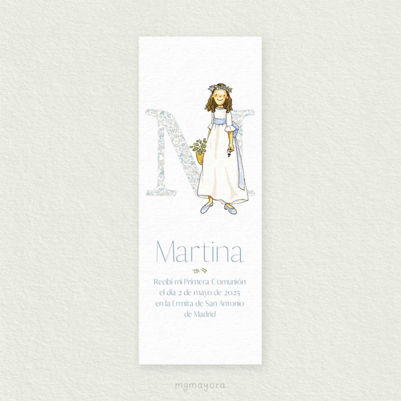 Marcapáginas Comunión Sencillo Niña MARTINA