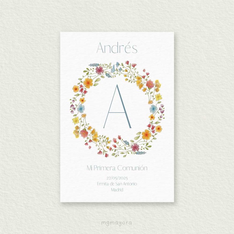 Recordatorio Comunión Sencillo Vegetal ANDRÉS
