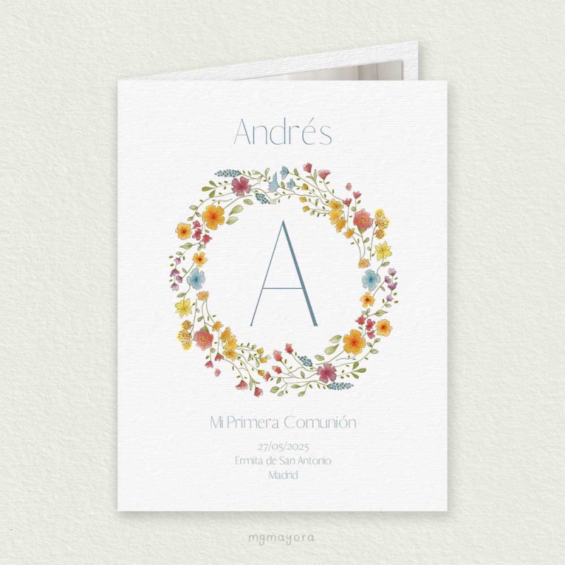 Recordatorio Comunión para Foto Vegetal ANDRÉS