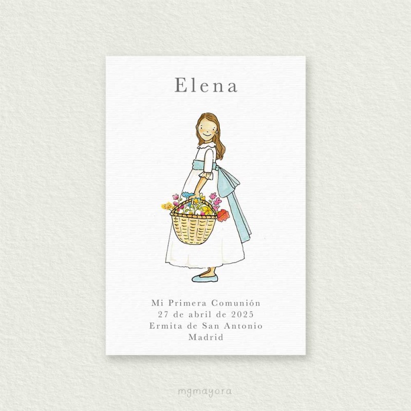 Recordatorio Comunión Sencillo Niña ELENA