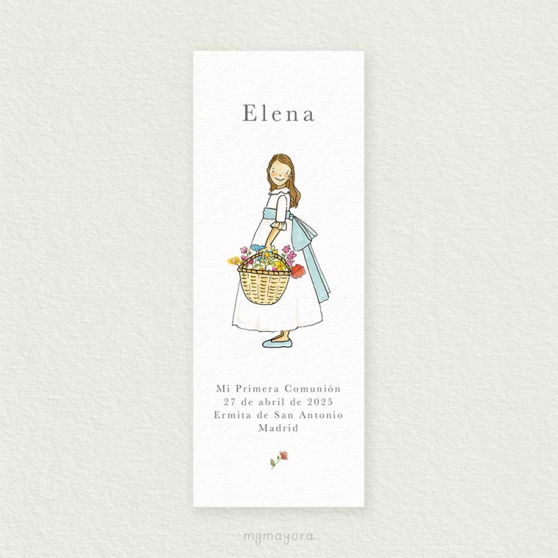 Marcapáginas Comunión Sencillo Niña ELENA