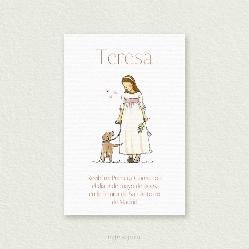 Recordatorio Comunión Sencillo Niña TERESA