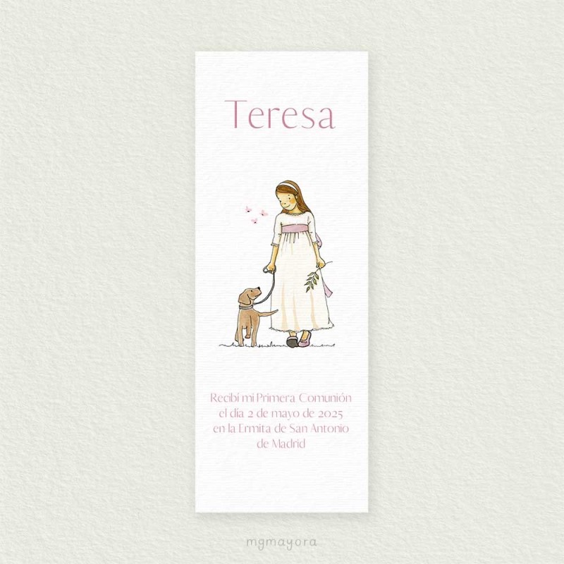 Marcapáginas Comunión Sencillo Niña TERESA