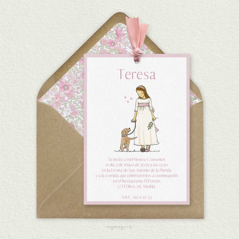 Invitación Comunión con Lazo Niña TERESA