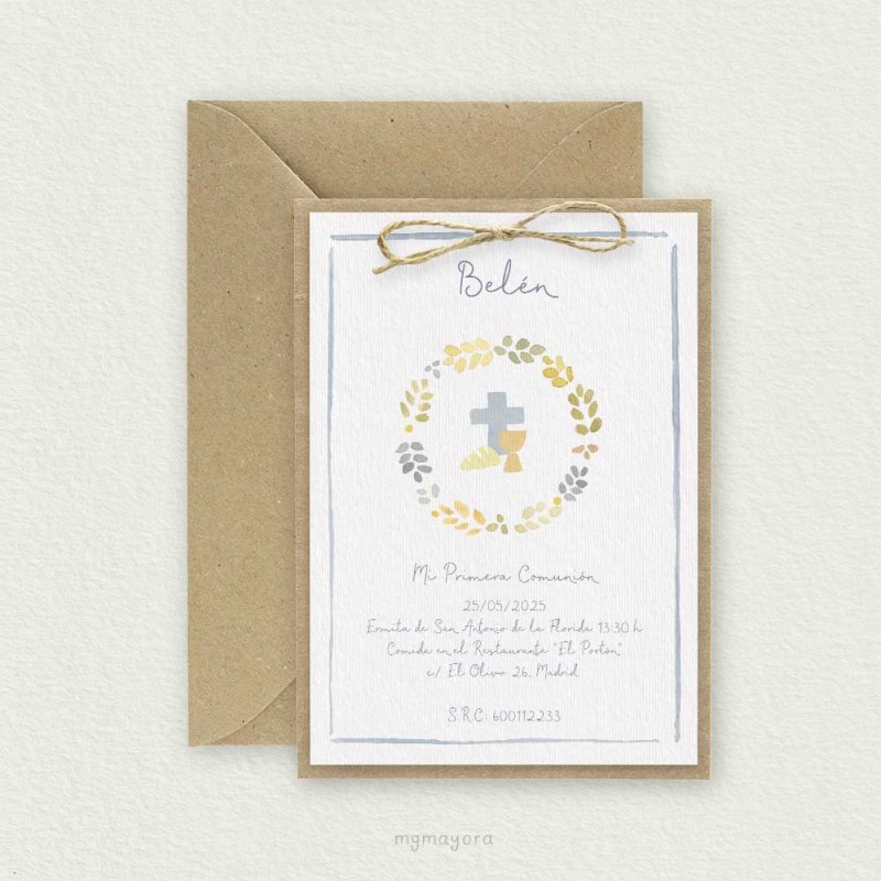 Invitación Comunión Kraft Vegetal BELÉN