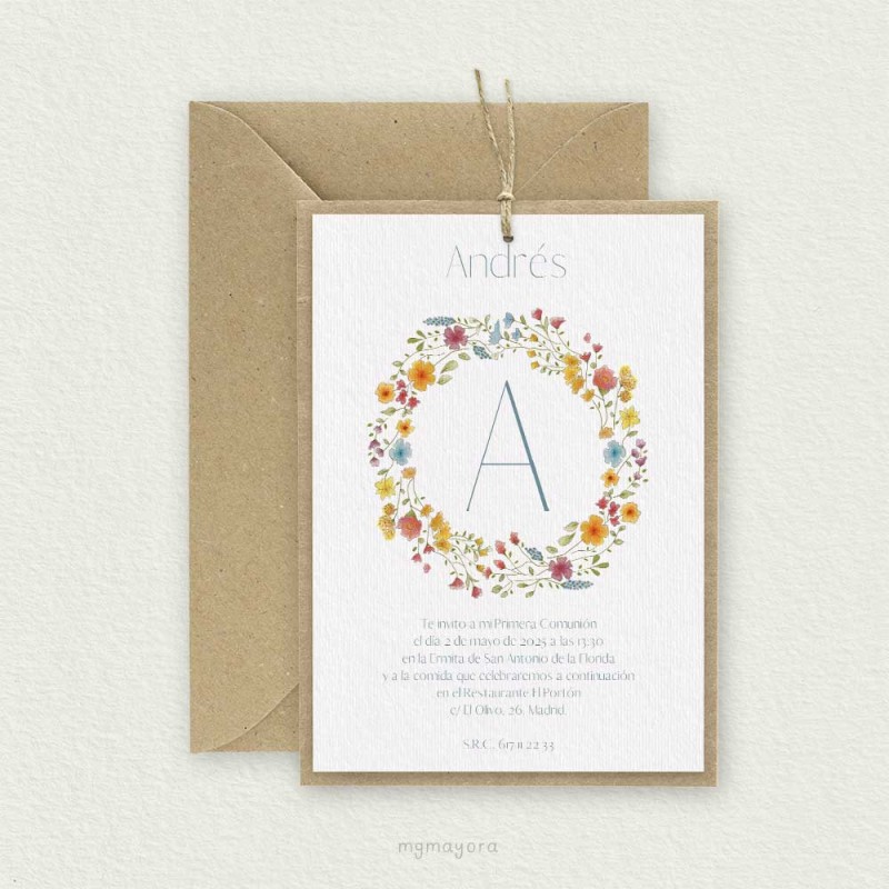 Invitación Comunión Kraft Vegetal ANDRÉS