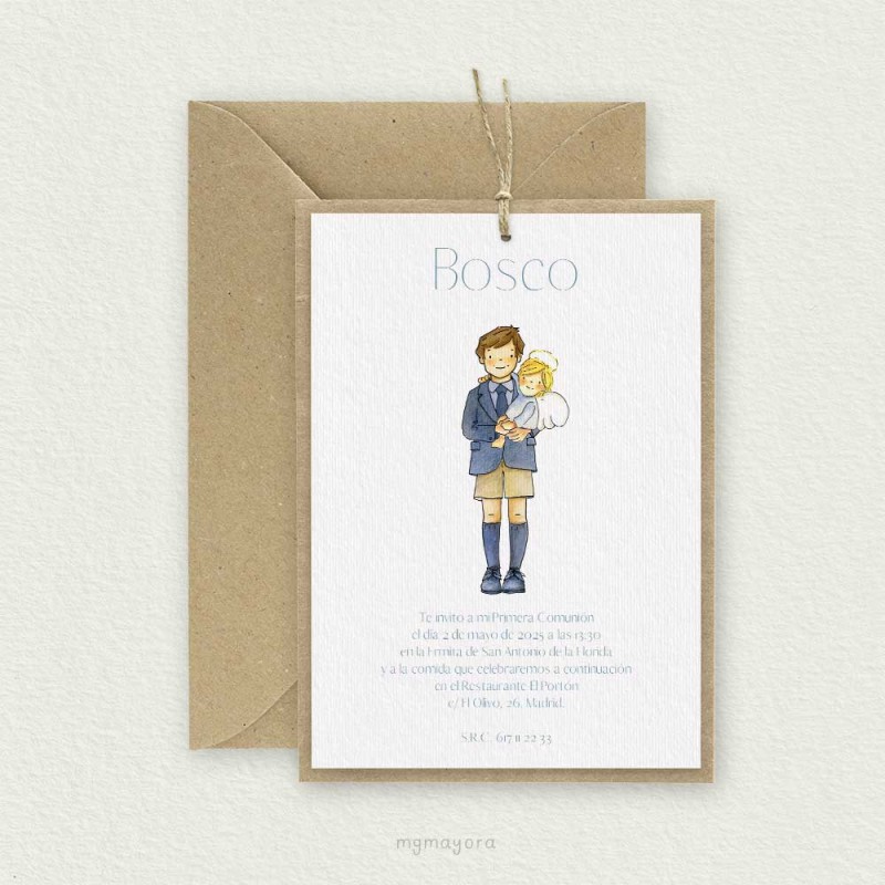 Invitación Comunión Kraft Niño BOSCO