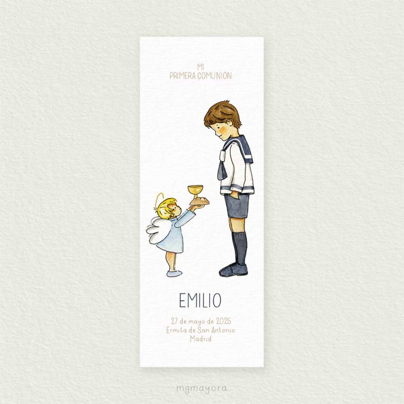 Marcapáginas Comunión Sencillo Niño EMILIO