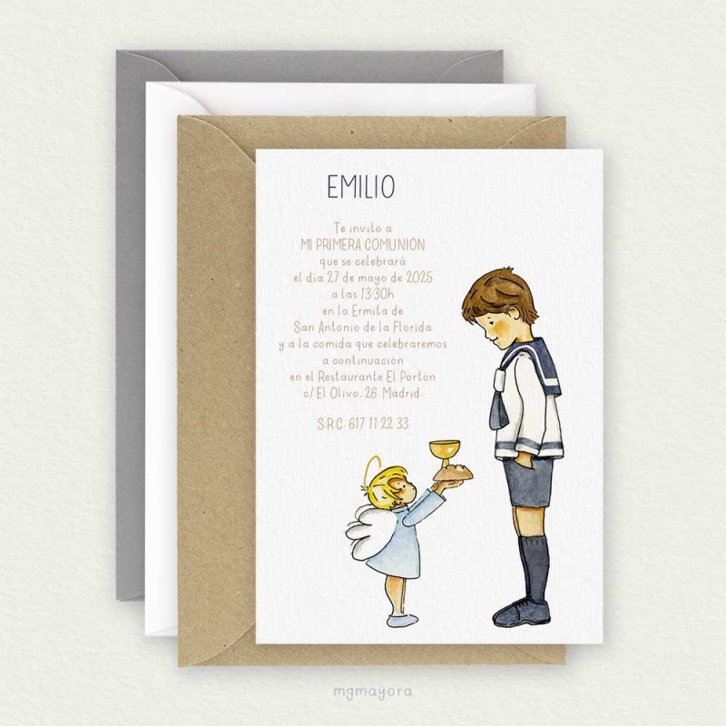 Invitación Comunión Sencilla Niño EMILIO