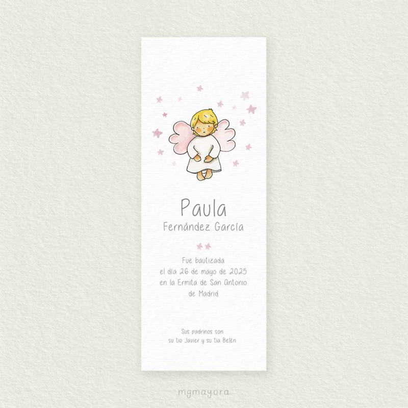 Marcapáginas Bautizo Sencillo Niña PAULA