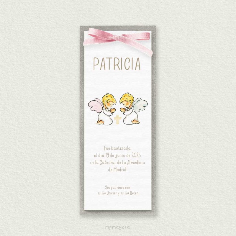 Marcapáginas Bautizo con Cartulina Niña PATRICIA