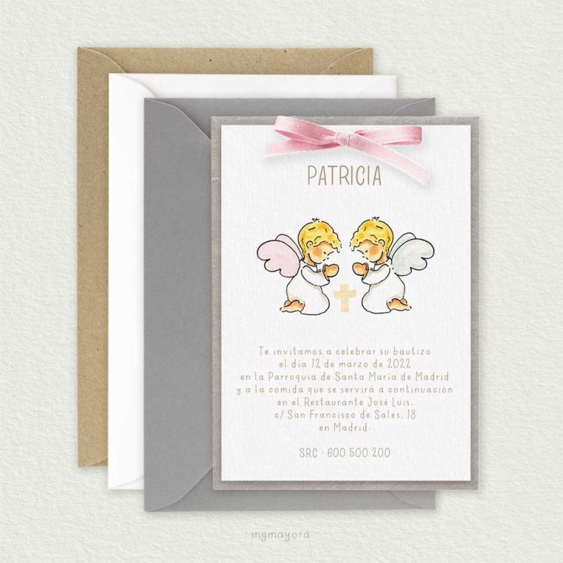 Invitación Bautizo con Cartulina Niña PATRICIA