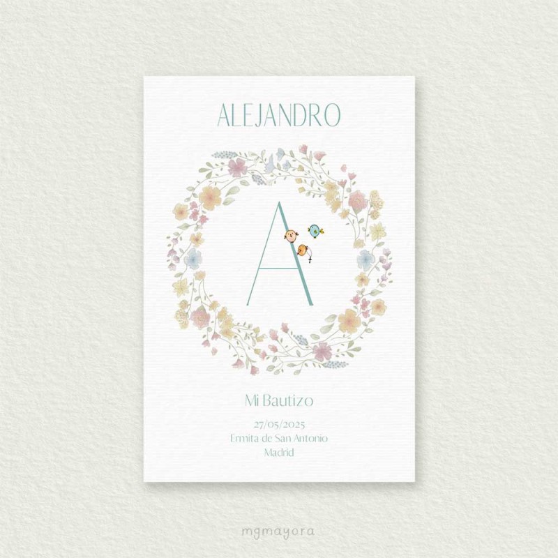 Recordatorio Bautizo Sencillo Niño ALEJANDRO