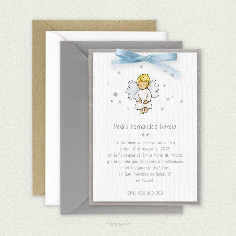 Invitación Bautizo con Cartulina Niño PEDRO