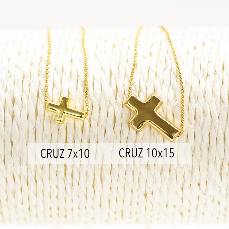 Colgante Cruz 7x10 de Comunión chapada en oro