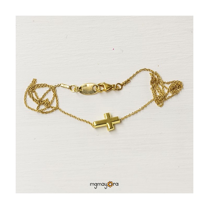 Colgante Cruz 7x10 chapada en oro