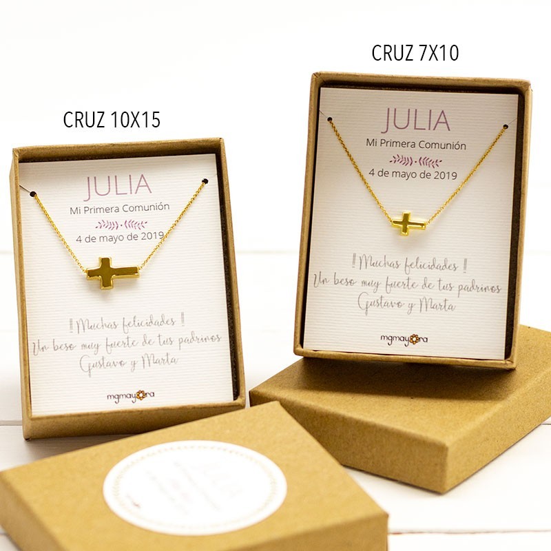 Colgante Cruz 7x10 chapada en oro