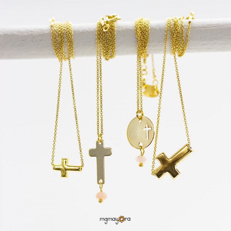 Colgante Cruz 7x10 chapada en oro