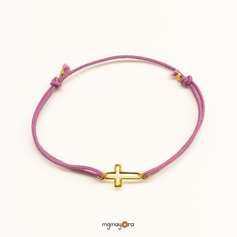 Pulsera cruz 8x12 chapada en oro