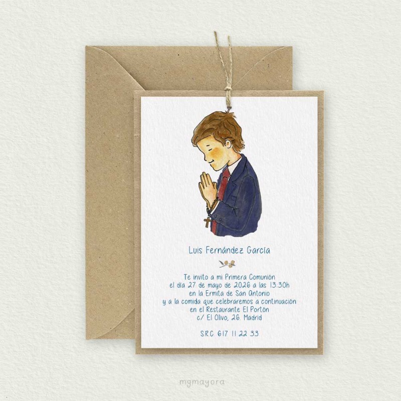 Invitación Comunión Kraft Niño LUIS