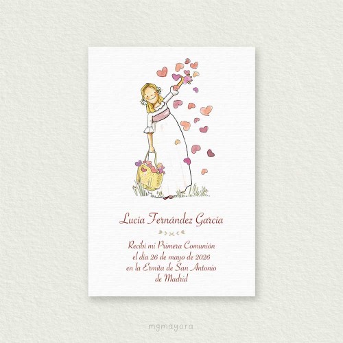 Recordatorio Comunión Sencillo Niña LUCÍA