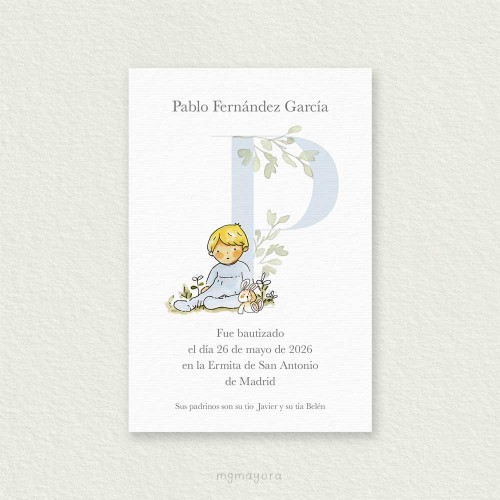 Recordatorio Bautizo Sencillo Niño PABLO