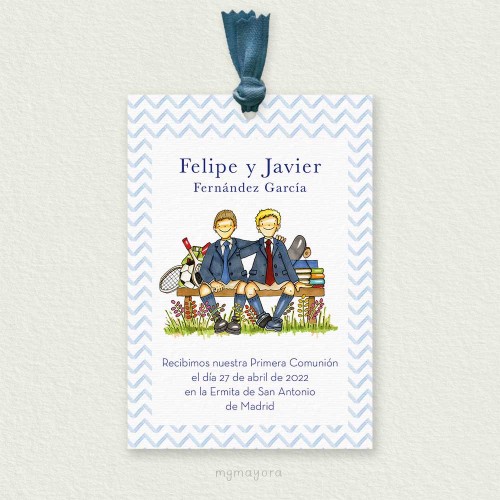 Recordatorio Comunión con Lazo Pareja FELIPE Y JAVIER