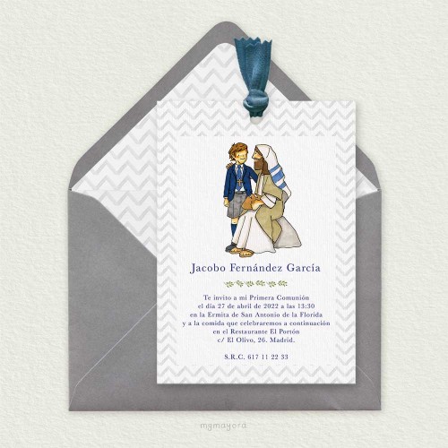 Invitación Comunión con Lazo Niño JACOBO