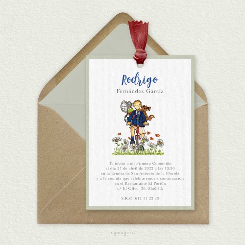 Invitación Comunión con Lazo Niño RODRIGO