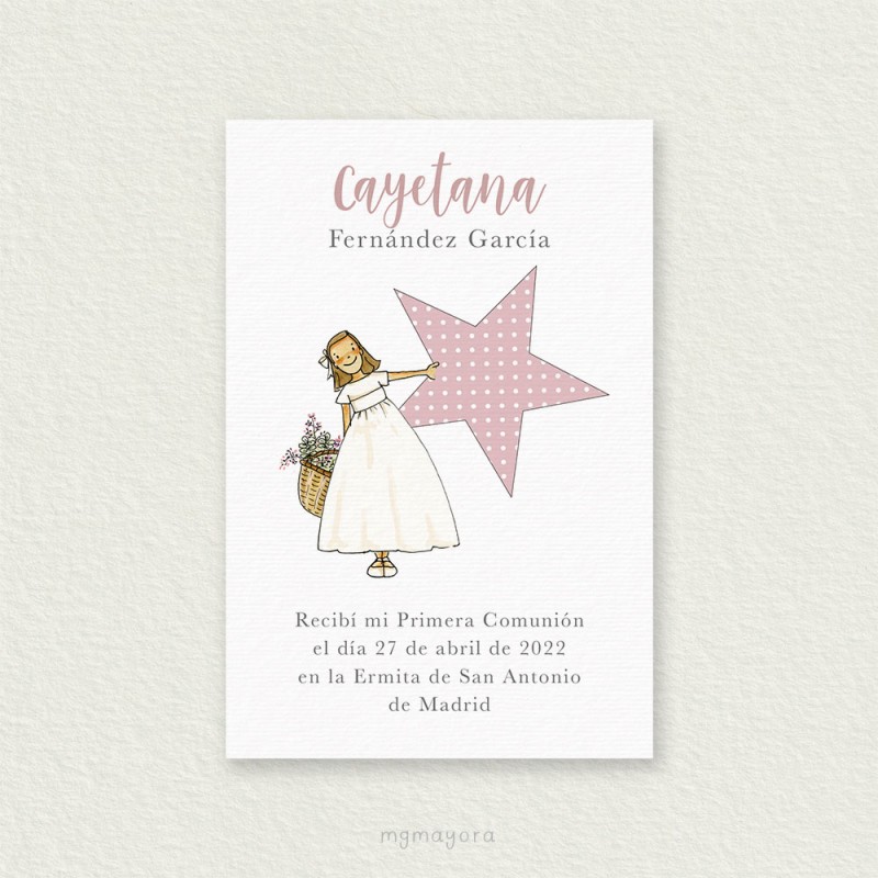 Recordatorio Comunión Sencillo Niña CAYETANA