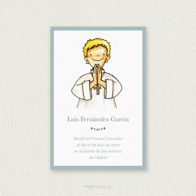Recordatorio Comunión Sencillo Niño LUIS