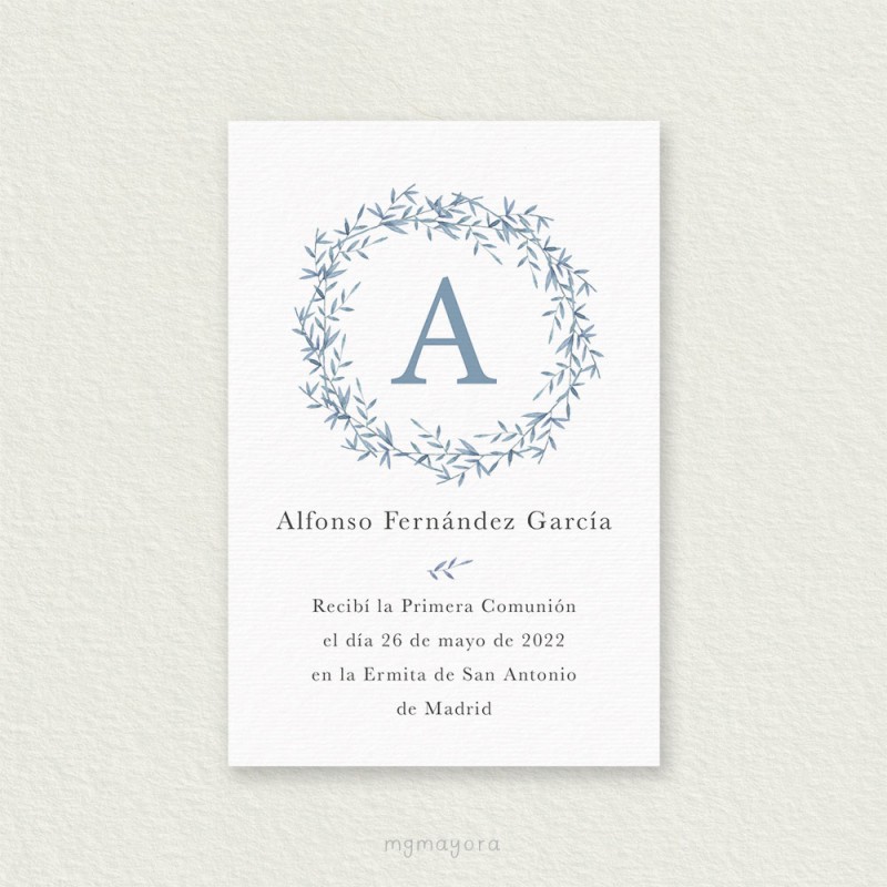 Recordatorio Comunión Sencillo Vegetal ALFONSO