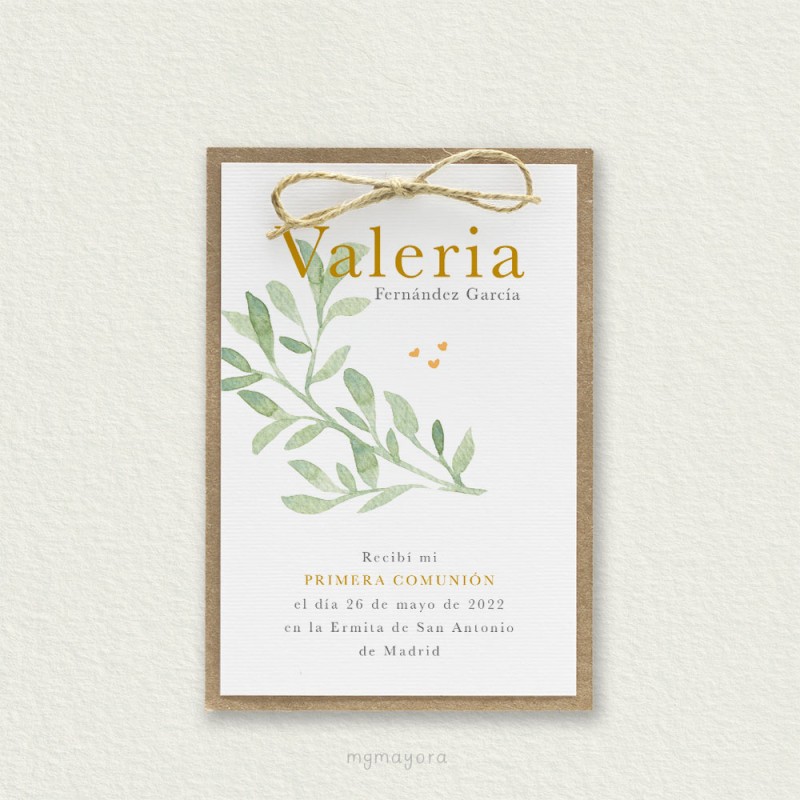 Recordatorio Comunión Kraft Vegetal VALERIA