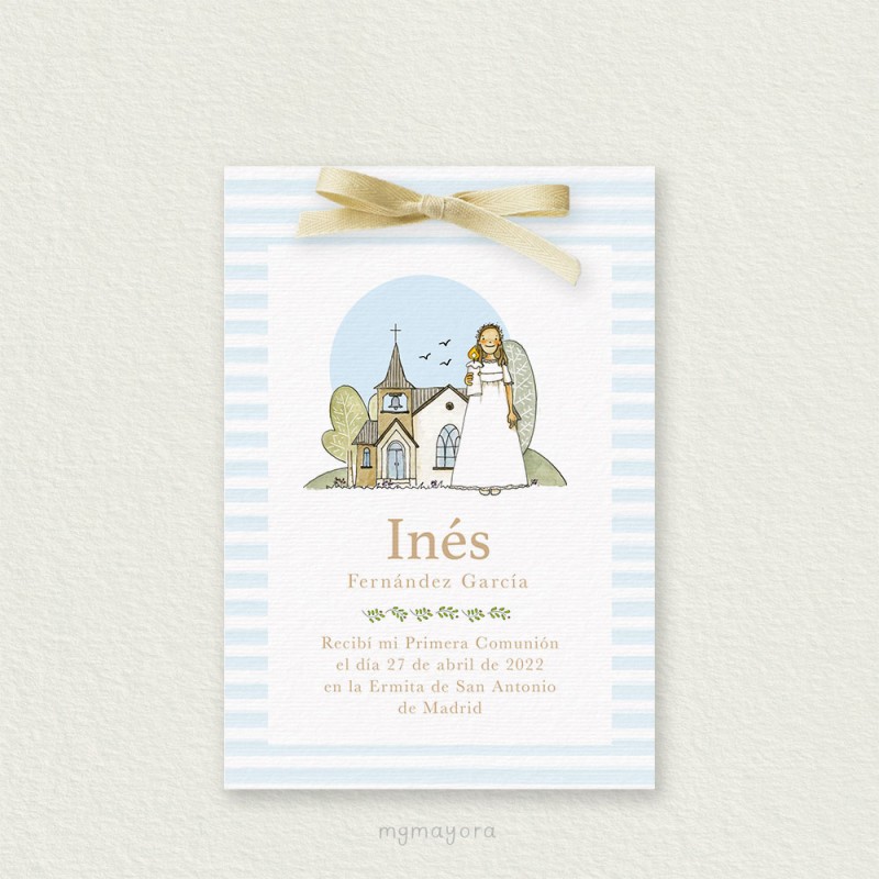 Recordatorio Comunión con Lazo Niña INÉS