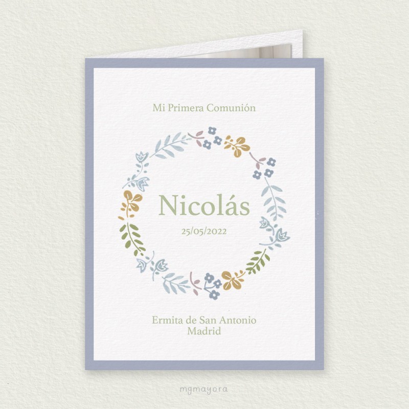 Recordatorio Comunión para Foto Vegetal NICOLÁS