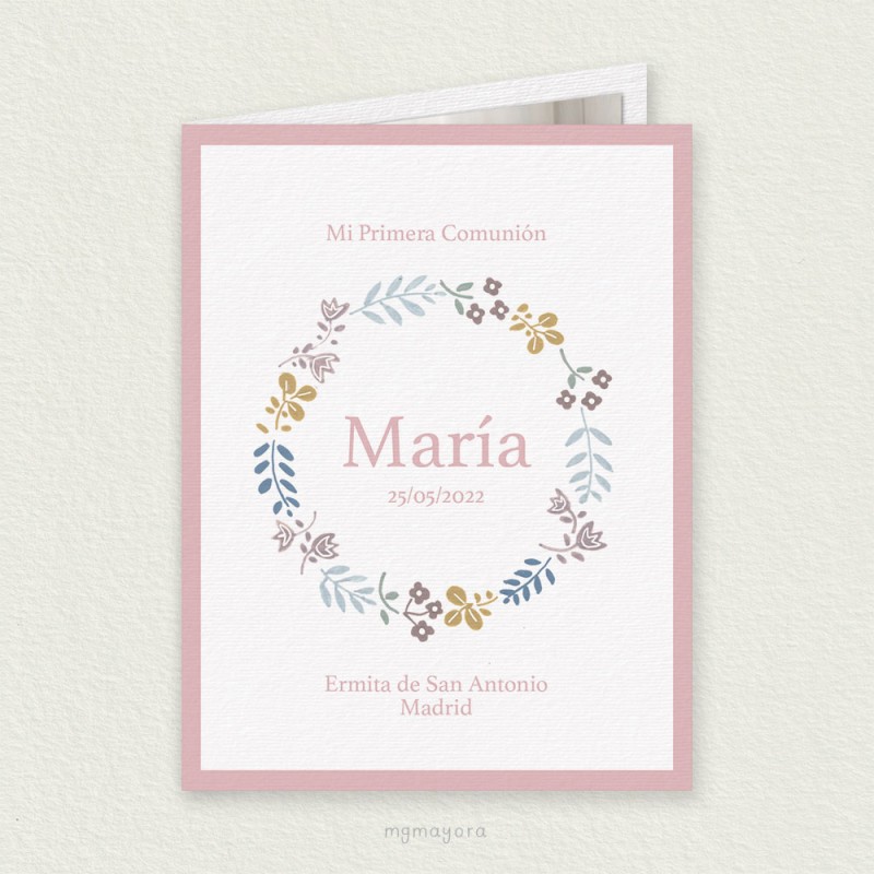 Recordatorio Comunión para Foto Vegetal MARÍA