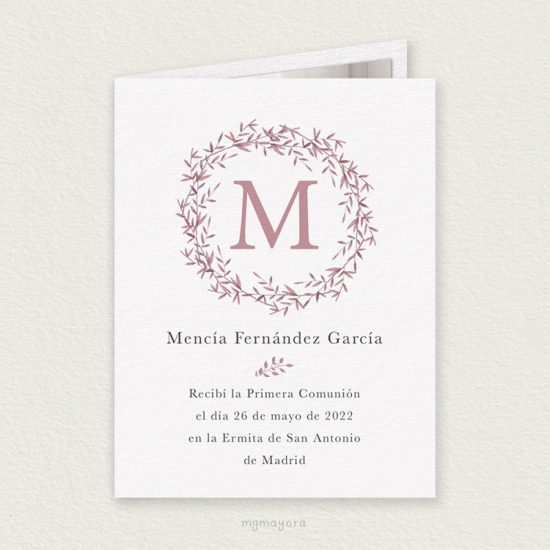 Recordatorio Comunión para Foto Vegetal MENCÍA