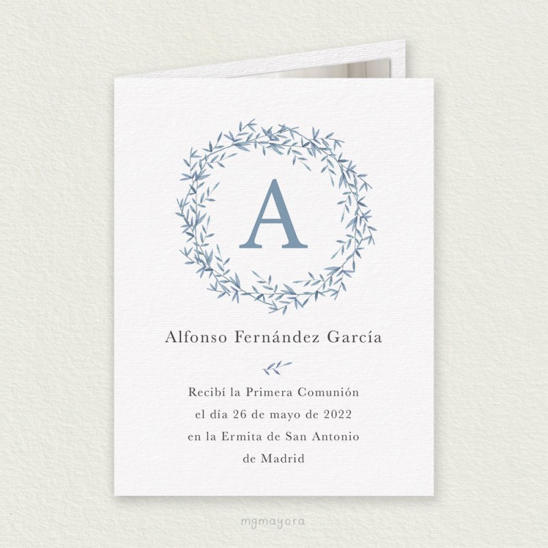 Recordatorio Comunión para Foto Vegetal ALFONSO