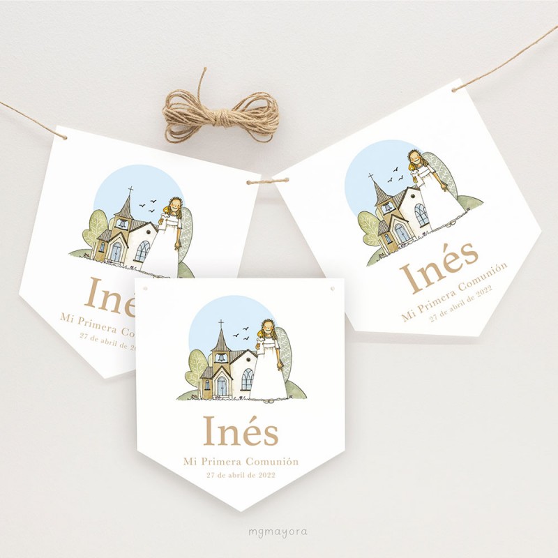 Banderines Comunión INÉS