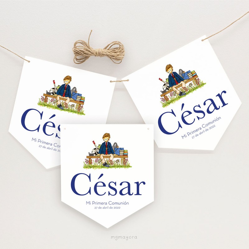 Banderines Comunión CÉSAR